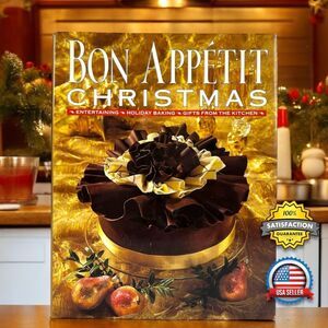 Bon Appetit Christmas: Party Entertaining Cookbook Book Hardcover w/ DJ *FLAWS*